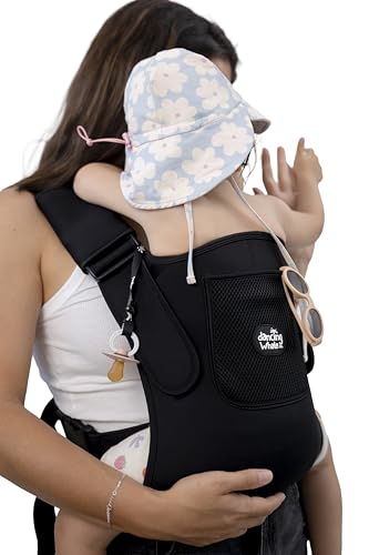 Dancing Whale Portabebés Neopreno – Mochila Portabebé Impermeable para Playa, Piscina y Agua | Talla Única | Secado Rápido | Ergonómico desde 3 meses a 15 kg (Negro)