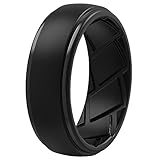 Saco Band Silicone Ring Wedding Band for Men - 8.8mm Width 2.3mm Thick (Black - Size 8.5-9 (18.90mm))