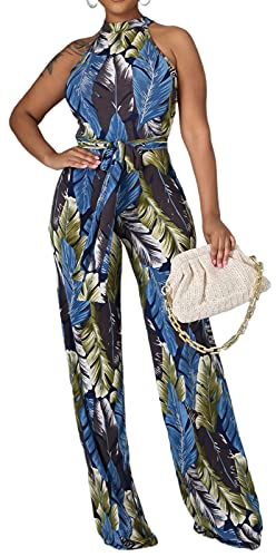 Jumpsuit for Women Sexy Elegant Long Straight Pants Cocktail Prin...