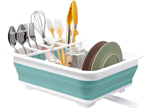 Tiawudi Collapsible Dish Drying Rack, Pop Up Dinnerware Drainer, Portable Plate Organizer for...