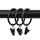 Rod Desyne 10 Count Curtain Rings with Clip, 1-3/8-Inch, Black