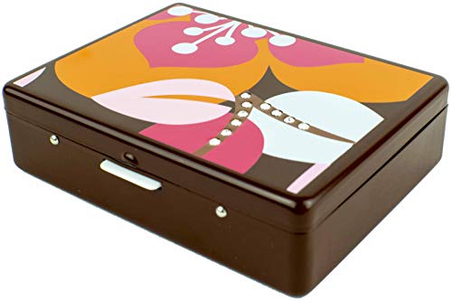 Contact Lens Travel Case Kit in Brown Floral Print with Mirror - Thumbnail 3