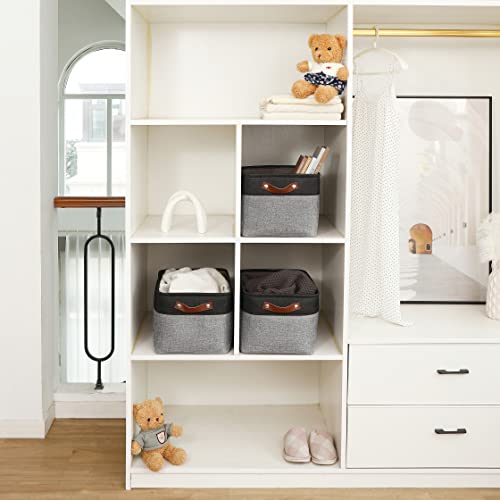 OrganiHaus 15x11in Canvas Storage Baskets 3 Pack | LARGE Fabric Bins for Shelves | Closet & Bedroom Storage | Gray/Black by OrganiHaus - Image 5