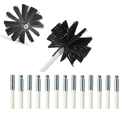 Kit de nettoyage pour conduit de séchage, anti-peluches, tête de brosse synthétique, utilisation avec ou sans perceuse électrique (7,9 m + 2 têtes)