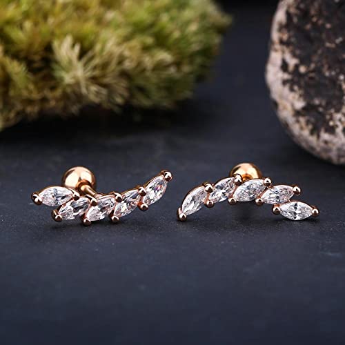 Melighting Helix Earrings 16G Helix Piercing Clear Cz Curved Vine Upper Ear Surgical Steel 316L Cartilage Earrings Tragus Piercing Earrings Studs Women Body Piercing Jewelry #TOP5