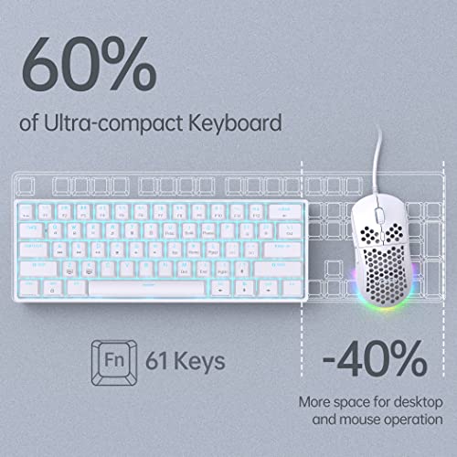 Dierya Dk61Se 60% Mechanical Gaming Keyboard, 61 Keys Anti-Ghosting, Led Backlight, Detachable Usb-C, Ultra-Compact Mini Wired Keyboard With Red Linear Switch For Windows Laptop Pc Gamer Typist #TOP1