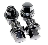 Set of 20 Veritek 14x1.5mm 22mm Hex 7/8 1.85 Inch OEM Factory Mag Washer Style Black Lug Nuts for...