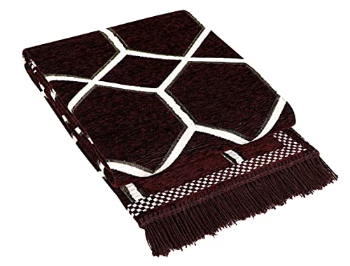 Image of Sparrow WorldGeometric Designer Superfine Exclusive Velvet Chenille Carpet /Area Rug /Bedside Runner (Coffee, 4 X 6 Feet (121.92 X 182.88 CM)