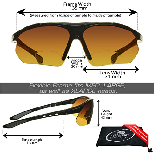 Óculos de sol bifocais ProSPORT masculino feminino HD Vision semiaro moldura envolvente. Ciclismo, c