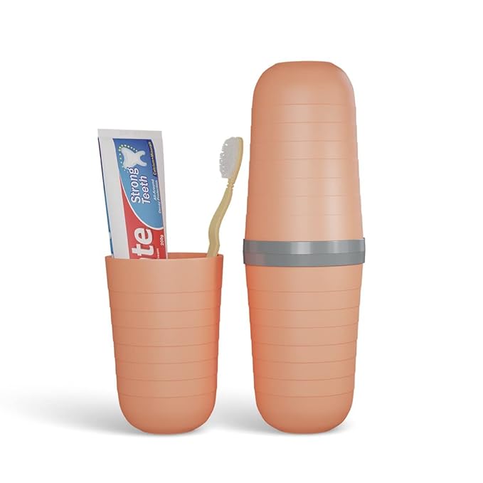 SHUTTLE ART Pack of 1 Capsule Shape Travel Toothbrush Plastic Toothbrush Holder Portable StorageToiletry and Cosmetic Holder Anti Bacterial Portable Hiking Camping Portable Storage