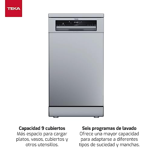 Teka Lavavajillas Libre Instalación 45 cm con Display LED, 9 Cubiertos, 6 Programas de Lavado, Acero Inoxidable, DFS 24650 SS - imagen 2