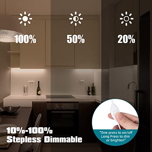 LED Under Cabinet Lighting, 2pcs x 12 Inch Dimmable Under Cabinet Lights, USB Plug-in Under Counter Lights with Memory Function, Natural White 4000K Under-Counter Light Fixture, Under Desk Light