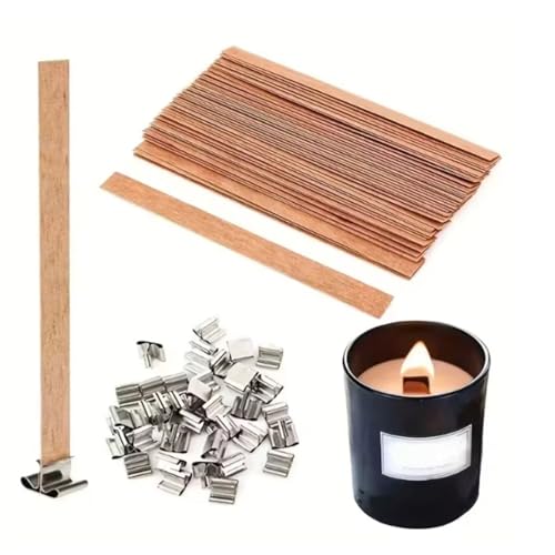 Mechas de madera para velas con base de clip 10pcs