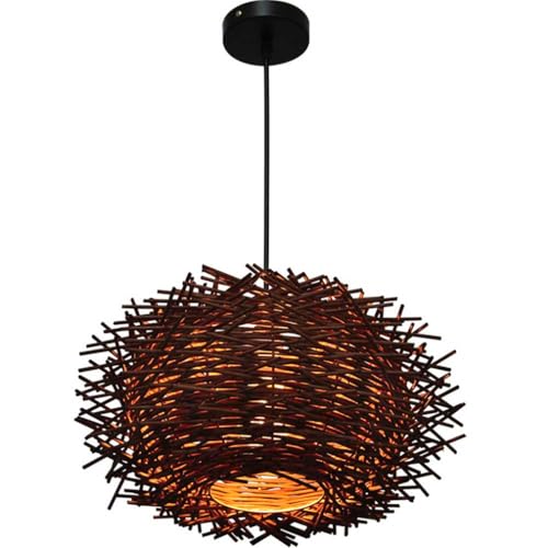 Lustre en rotin E27 suspension osier naturel 50cm luminaire plafonnier