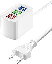 6-Port USB Charger Multiple Charging Station, Portable USB Charging Adapter for Travel, Home & Office - USB Charging Hub for Smartphones, Tablets & Other Devices