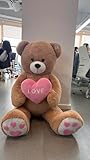MorisMos 130cm riesen Teddy teddybären mit Love Herz, großer teddybär XXL, Weihnachten Geburtstag Geschenk für Freundin