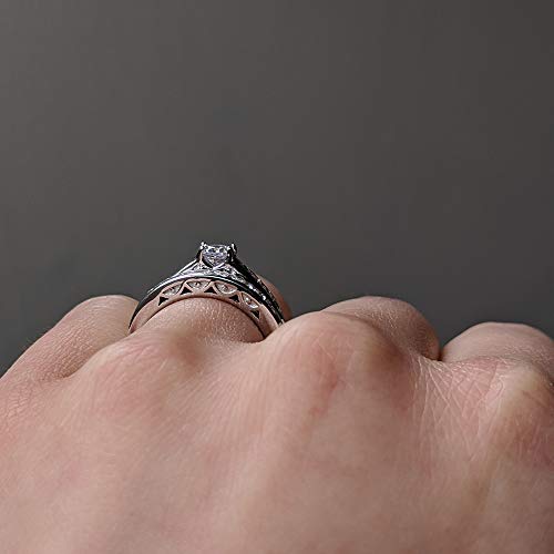 TwoBirch Vintage Bridal Set with 18k White Gold Plating Over Solid Sterling Silver with AAA+ Cubic Zirconia3