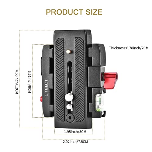 Utebit P200 Quick Release Plate - Aluminum Alloy Camera Tripod Base Plate With 1/4" And 3/8" Screw Hole Compatible With 557 500 701 Ball Head Quick Release Manfrotto 500Ah/501/502 Individual Bottom #TOP2