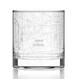 Well Told Engraved Ann Arbor Michigan Map Rocks Glass, Old Fashioned Glassware (11 oz, Clear) Etched Bourbon Tumbler, Gifts For Whiskey Lovers