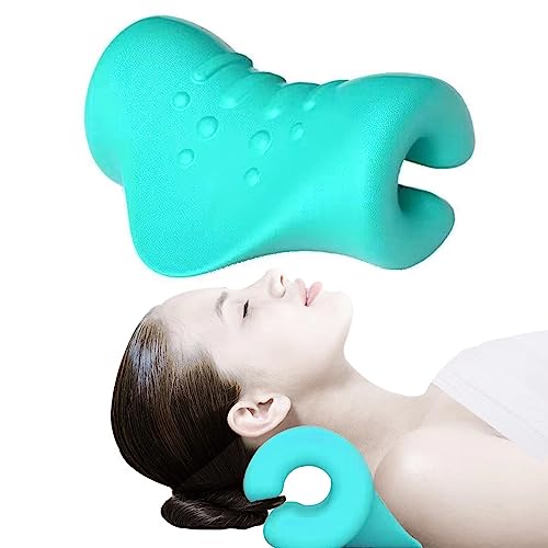 Woeau Neck Stretcher Cloud - Cervical Traction Device for Pain Relief, Hump Corrector Pillow, Support, and Shoulder Relaxer TMJ Relief Spine Alignment(Teal)