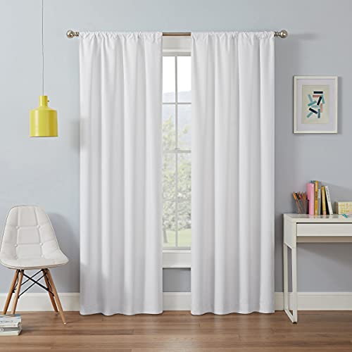 Eclipse Kendall Modern Blackout Thermal Rod Pocket Window Curtain For Bedroom Or Living Room (1 Panel), 42" X 63", White #TOP1