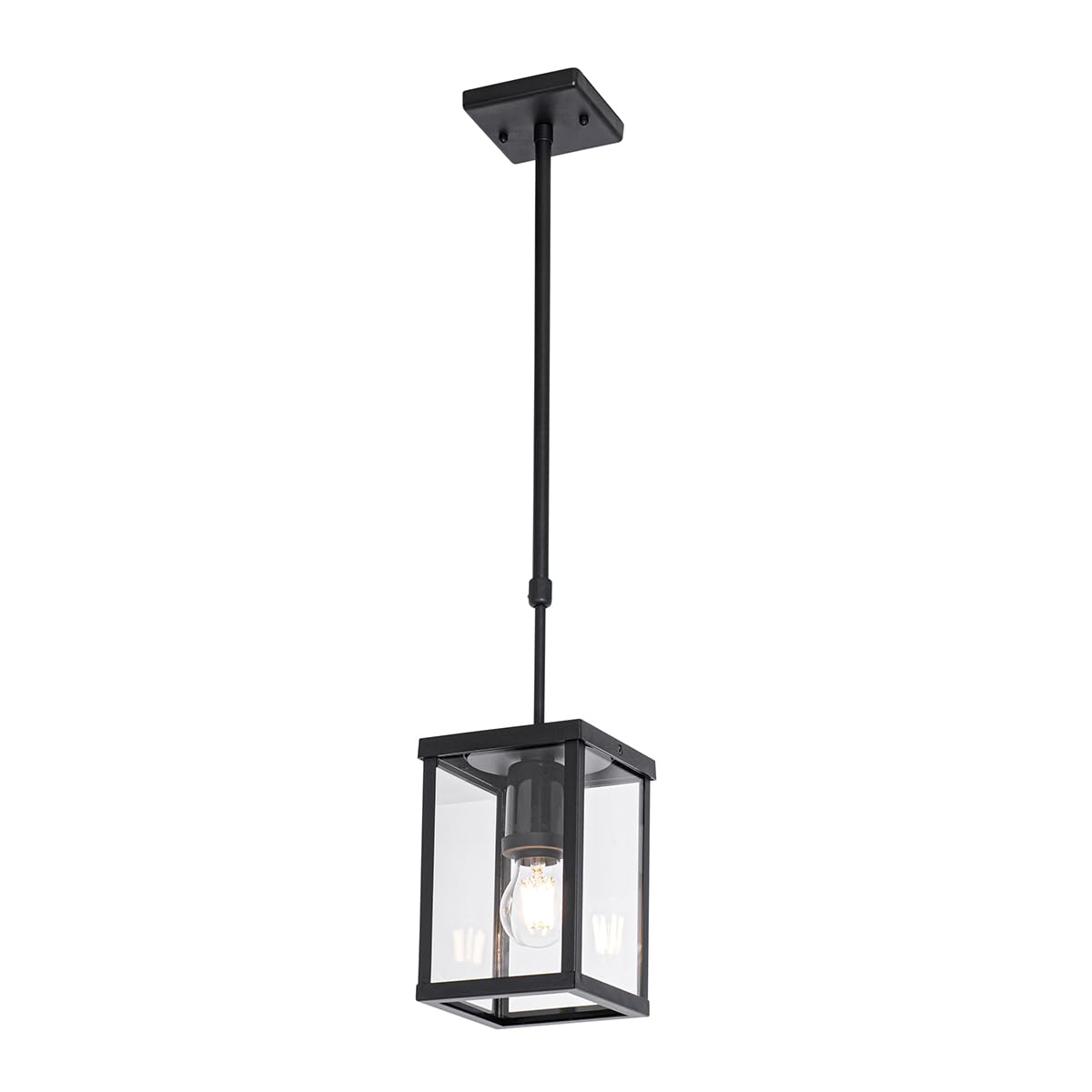 Suspension 1 lumière L 14 cm Noir Rustique éclairage extérieur