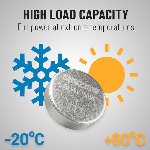 ABSINA 10x SR621SW watch batteries 1.55V silver oxide - Leakproof & long-lasting 364 watch battery SR621SW battery LR621 / SR621 / V364 / R60 / AG1 - Image 5