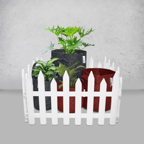 Image of Blooming Enterprises Pack of 4 Virgin Plastic Garden Foldable Fence 4 Panels - 6.6ft / 80 Inch Total Running Length for Lawn & Plant Borders | Outdoor Picket Edging for Garden, Patio & Pathways, PVC