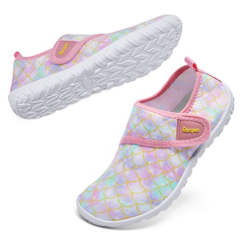 Racqua Girls Boys Water Shoes Kids Quick Dry Beach Swim Pool Shoes Aqua Sport Boating Surfing Lightweight Barefoot Shoes Little Kid Mermaid 1 #TOP1
