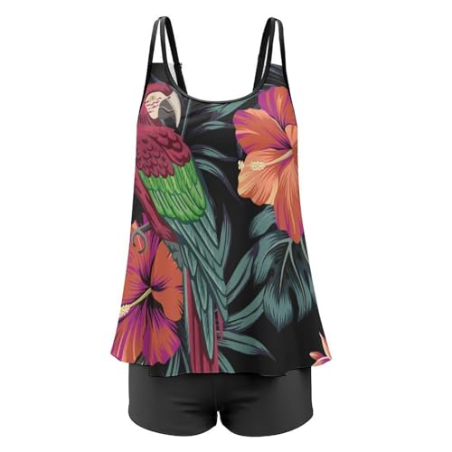Maillot de bain tankini perroquet ventre plat avec shorty