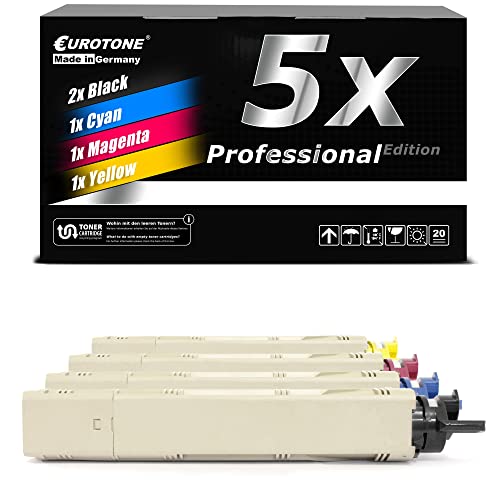 Ambito di fornitura e gamma: 5x Toner (1x Cyan/Ciano con ca. 2.500 pagine, 1x Yellow/Giallo con ca. 2.500 pagine, 2x Black/Nero con ciascuno ca. 2.500 pagine, 1x Magenta/Rosso con ca. 2.500 pagine), informazioni sulla portata al 5% di copertura