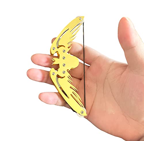 Mini Archery Bow Set Mini Stainless Steel Bat Bow For Practice Archery Entertainment Fun (Golden) #TOP2