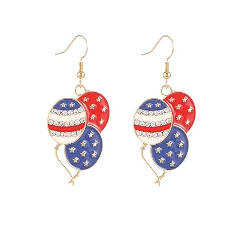 VTSKAIIE 4th of July Independence Day Red White Blue Patriotic Earrings for Women | USA American Flag Dangle Earrings(Colorful 9)