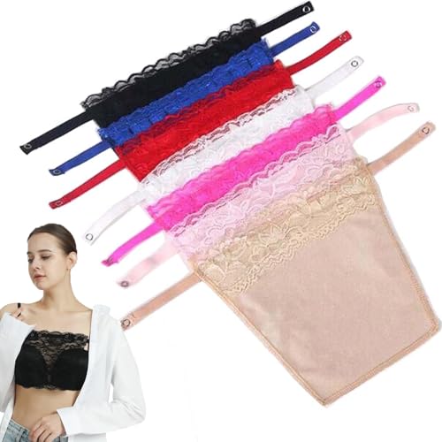 YEKEYI 7Pcs Women Lace Clip-on Mock Camisole Bra Insert Overlay Modesty Panel