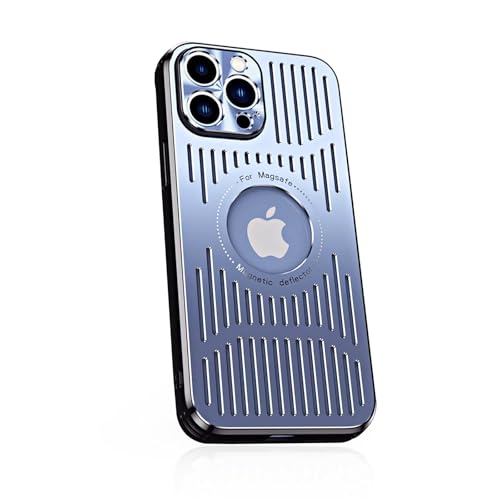ANSCLT Aluminum Metal Back Plate Phone Case for iPhone 15 Pro,Hollow Heat Dissipation Structure + TPU Protection Beautiful Durable and Wear-Resistant 6.1