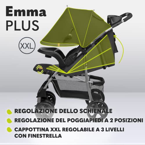 Lionelo Emma Plus Passeggino Leggero E Pieghevole Da 6 Mesi A 15Kg Schienale Regolabile Alla Posizione Sdraiata, Cinture A 5-Punti Ammortizzatori, Cappotina Xxl Vassoio Portabibite Borsa (Nero, Plus) - 5