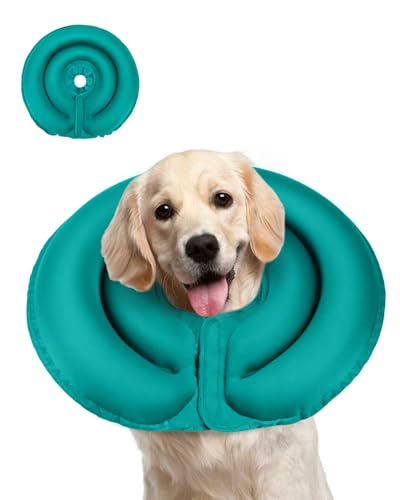 Image of MIDOG Patented Inflatable Dog Cone, Soft Recovery Collar, Blue, L