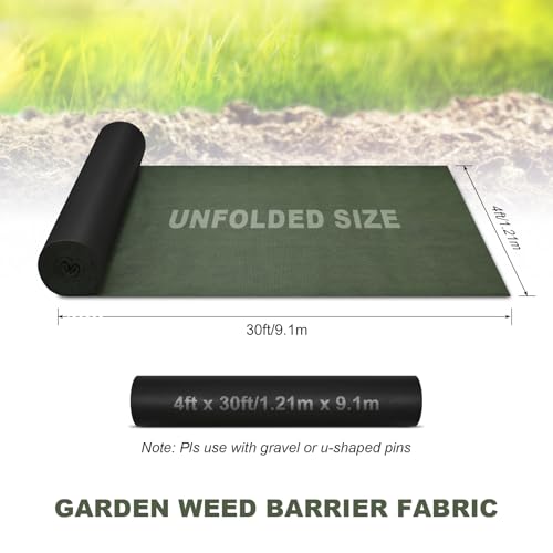 Weed Barrier Fabric, Breathable Eco-Friendly Polypropylene Weed Fabric Non-Woven Landscape, for Garden Weed Wrapping (Green black-4x30ft) by ECCOGREAT - Image 4