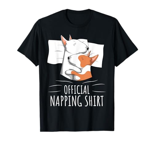 Dormir Bull Terrier Amante de Perros Siesta Oficial Camiseta
