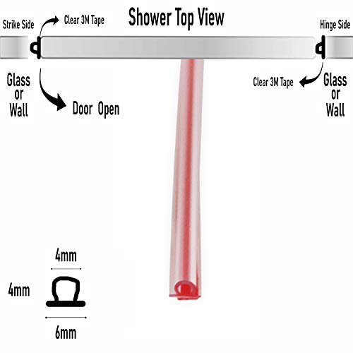 Eatelle Vinyl Bulb Translucent Shower Door Seal For 5/32" (4Mm) Gap With Pre-Applied 3M Tape, Adhesive Bathroom Strip For 3/16" Thick And Up(1/4, 3/8, 1/2 Glass) 95 Inch Long #TOP4