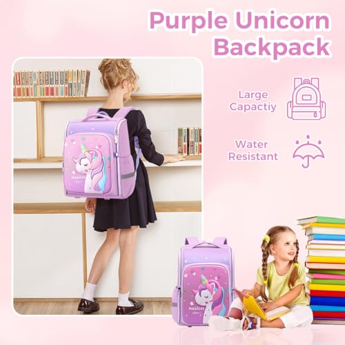 PALAY® Unicorn Backpack for Kids Girls Stylish Durable Water-Resistant Backpack Shoulder School Bags for Girls Kids 6-12 Years Old Birthday & Rakhi Gift - Purple - Image 6