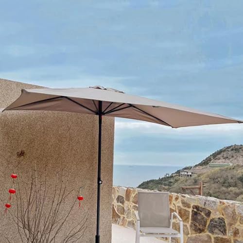 Demi parasol de balcon 200cm kaki à hauteur réglable
