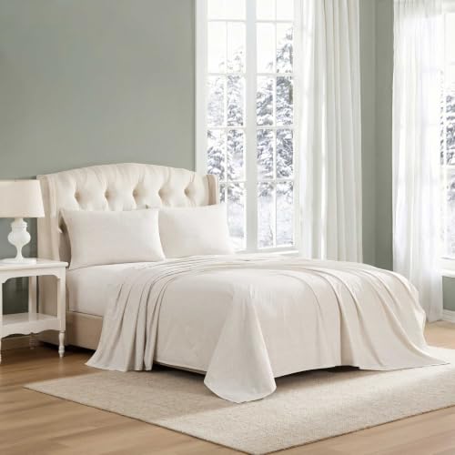Image of Laura Ashley - Cotton Twin Sheet Set with Pillowcase, Deep Pocket