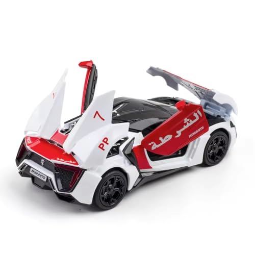 Image of 1:32 Scale LYKAN HYPERSPORT Dubai Police Toy Car | Metal Pullback Diecast Car for Kids with Openable Doors, Sound, Light Effects Toy for Car Enthusiasts (Color As Per Available), Multicolor