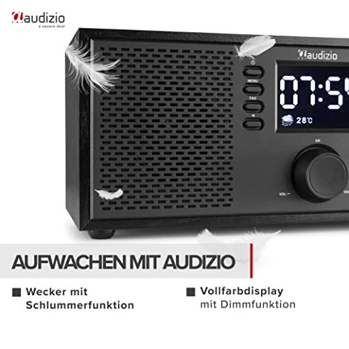 Audizio Rimini Internet Radio WLAN, Bluetooth Radio mit Fernbedienung, Spotify Connect, Sleeptimer, Alarmfunktion, modernes Küchenradio mit Display - Schwarz – Bild 7
