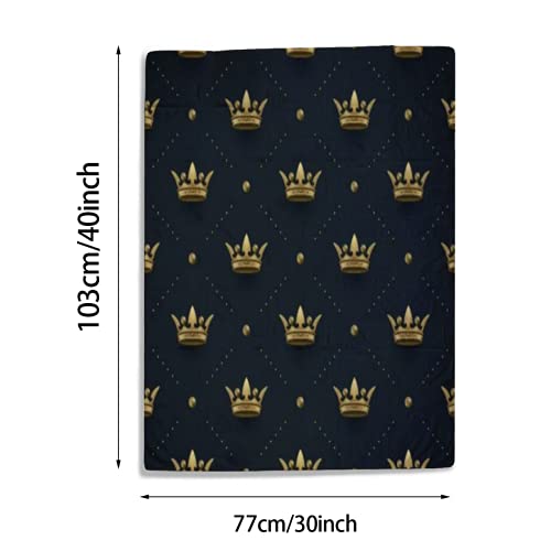 Baby Blanket Seamless Gold Pattern With King Crowns On A Dark Black Background Cute Colorful Lightweight Flannel Blankets 30X40In For Newborns Toddler Bedding Blankets Baby Swaddle Blankets Mothers #TOP2
