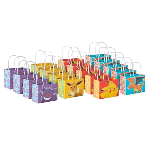 Hallmark Pokmon 4 Mini Gift Bags (18 Bags: Pikachu Charizard Gengar Eevee) for Birthday Party Favors Gift Cards Classroom Treats