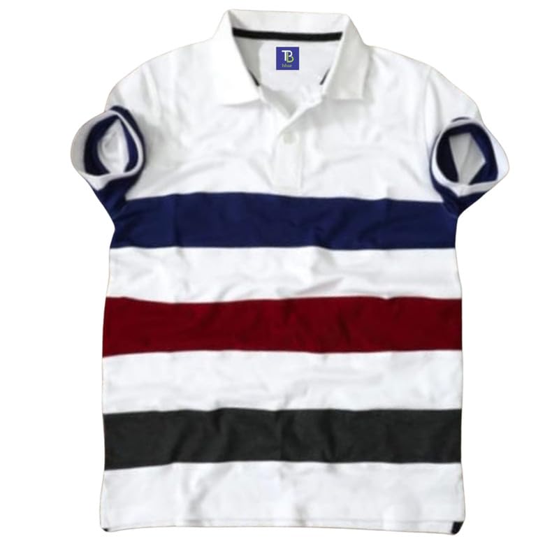 TB BLUEStripes Boys Polo Collar Black,Red Regular Fit Cotton Tshirt