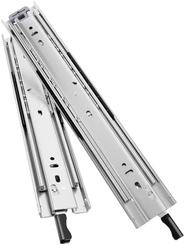 ToBeGreat Heavy Duty Drawer Slides with Lock 12 Inch 3-Fold Full Extension Ball Bearing Side Mount Drawer Rails Track Load 150 Lbs