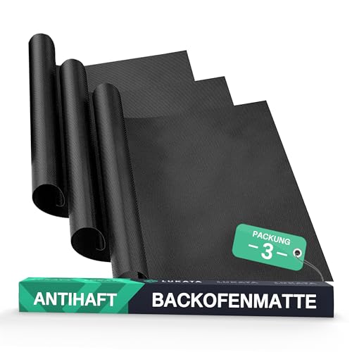 Lukata Untere Backofen-Abdeckmatte mit Spachtel und Bürste, 3er-Set - Große Antihaftbeschichtung für den Boden - Wiederverwendbar, Fiberglas